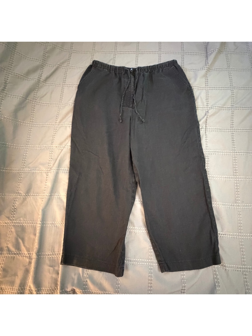 JM Collection Women's Black Linen Cropped Pants Size 14